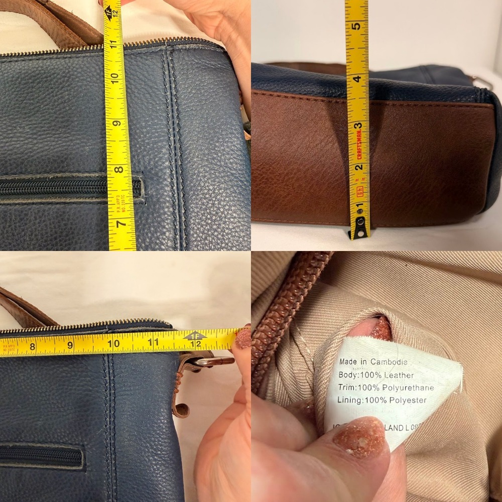 The Sak Ashland Crossbody Navy Hobo Shoulder Bag Leather Purse Distressed Worn - Picture 9 of 13